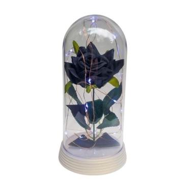 Imagem de Luminária A Rosa Encantada Preta 20 Cm Base Pérola Frio - Amor Lindo