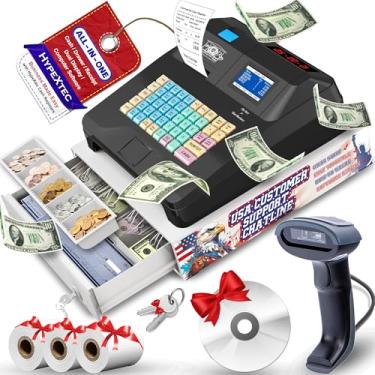 Imagem de Caixa registradora inteligente HypeXtec 2025 com gaveta e scanner para pequenas empresas, caixas registradoras eletrônicas à prova d'água e à prova de óleo, exibição dupla e recibo de impressão