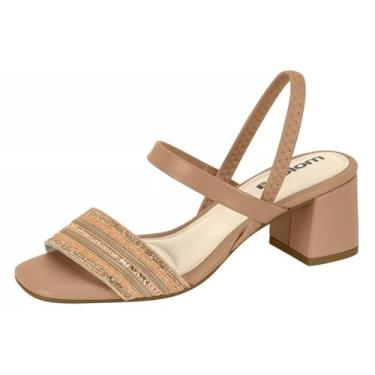 Imagem de Sandália Feminina Salto Bloco Baixo Strass Pedrarias Moleca