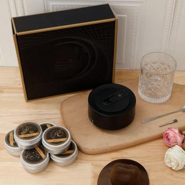 Imagem de Kit de defumador de uísque elétrico sem chamas compacto com carregamento USB com 6 sabores lascas de madeira para entretenimento em bar em casa