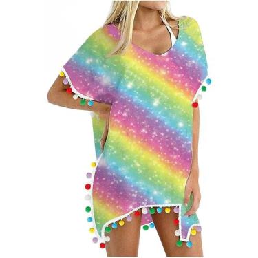 Imagem de Mulheres Trim Kaftan Chiffon Tassels Swimwear Praia Solto Biquíni Cove