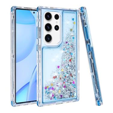 Imagem de TikoVast Capa projetada para Samsung Galaxy S25 Ultra com glitter líquido, proteção de nível militar 3 em 1 e areia movediça brilhante, transparente antiamarelamento Bling Galaxy S25 Ultra para