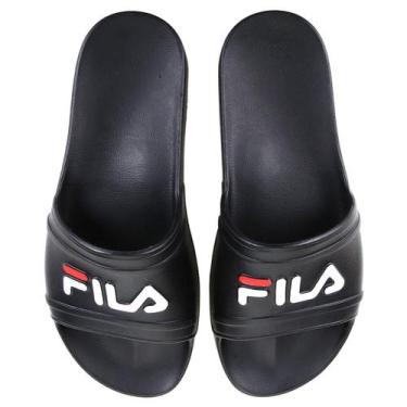 Imagem de Chinelo Slide Fila Sleek Masculino, Preto, Branco, 41