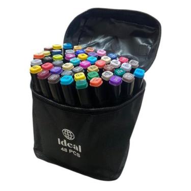 Imagem de Estojo de Canetas Hidrográficas 48 Cores Kit Artístico Profissional co