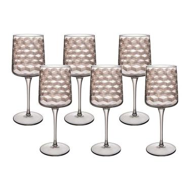 Imagem de Jogo De Taças Copa E Cia 6 Peças Geo 320ml Em Vidro Fumê