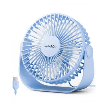 Imagem de Ventilador de Mesa USB Gaiatop Azul 14 cm, 3 Velocidades até 4,8 m/s 2500 RPM, Rotação 90°, Silencioso, 5 Lâminas, Modelo TF55B