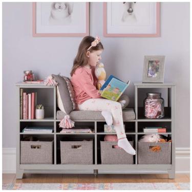 Imagem de Cantinho de Leitura Infantil Martha Stewart Cinza Madeira com Assento Almofadado 6 Prat...