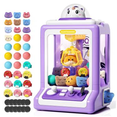 Imagem de Máquina de Garra Eletrônica Infantil Jovow Mini Branca 30 Brindes, Música, Silenciosa, Controle, 0,9kg, 9", À Pilha