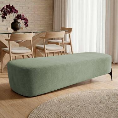 Imagem de Puff Recamier Decorativo Orgânico Lavie 140cm Premium Bouclê Verde Menta - Desk Design