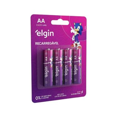 Imagem de Pilha AA Elgin Recarregável 2500mAh Cartela com 4 Unidades
