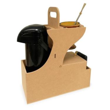 Imagem de Suporte para Chimarrão em MDF com Porta Cuia e Garrafa Térmica SUPORTE
