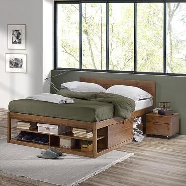 Imagem de Cama Casal Multifuncional Madeira Maciça Irara MadeiraMadeira Caramelo