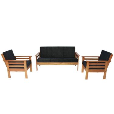 Imagem de Sofá de Madeira Maciça 3 lugares e 2 Poltronas