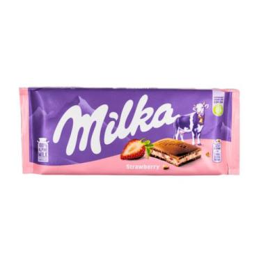 Imagem de Milka Sabor Morango Chocolate Importado 100G