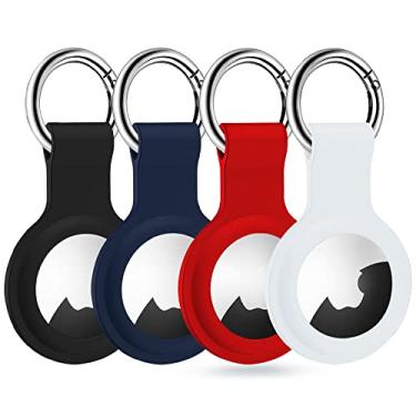 Imagem de Suporte de silicone para Airtag, pacote com 4 chaveiros Airtag, chaveiro Airtags, chaveiro Airtags, chaveiro Air Tag compatível com Apple Airtag 2021 - acessórios para chaveiro rastreador GPS