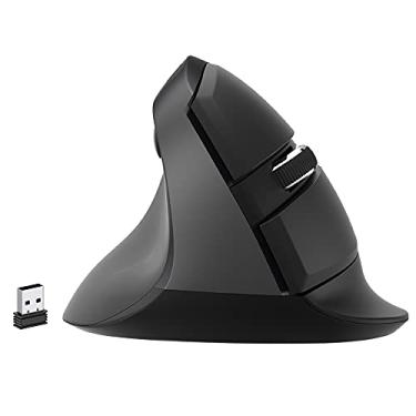 Imagem de J-Tech Digital Mouse vertical ergonômico sem fio canhoto para mãos pequenas com nano transceptor USB, bateria AA, 4 DPI, compatível com Mac e PC, preto [V628ML]