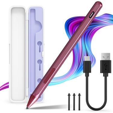Imagem de Caneta Stylus para Microsoft Surface Pro9/8/7/6/5/4/3/X Surface Laptop/Livro/Surface Go3 Go2, com caixa de armazenamento, pressão de inclinação 4096, acessório magnético, carregamento rápido USB-C, função de rejeição da palma, vermelha