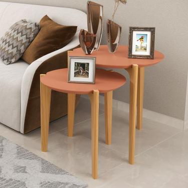 Imagem de Conjunto 2 Mesas de Lateral Sala de Estar Flórida Luanda/Freijó - Lukaliam Móveis