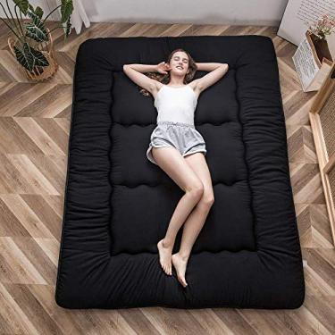 Imagem de MAXYOYO Colchão de chão japonês com 10 cm de espessura, colchão futon, tapete de tatame espesso, almofada de dormir, dobrável, tapete dobrável, dormitório para meninos e meninas, almofada para