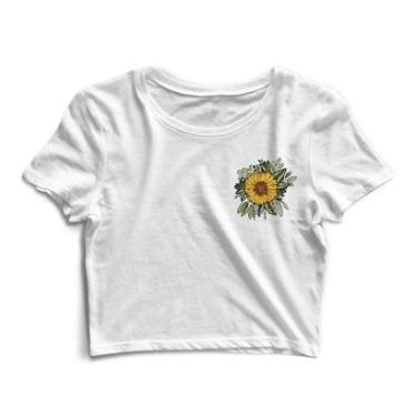 Imagem de Blusa Blusinha Cropped Tshirt Camiseta Feminina Flor-Feminino