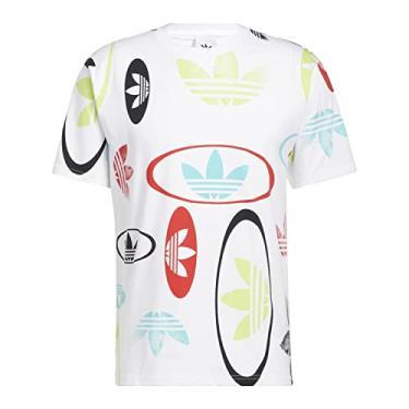 Imagem de adidas Originals Camiseta estampada em toda a parte, Branco/Multicolorido, P