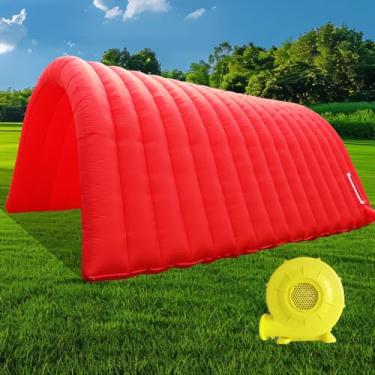Imagem de xmaybang Túnel inflável de entrada de túnel esportivo com ventilador de entrada para barraca de futebol americano para negócios anunciar festa promoção rua, loja, supermercado, escola (vermelho, 61 x