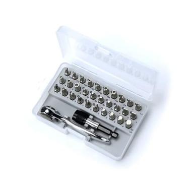 Imagem de Jogo de Bits com Chave Catraca e Adaptador Magnético, 32 Peças, Torx, Spanner, Hexagonal, Quadrado, Chave de Fenda, Chave Phillips
