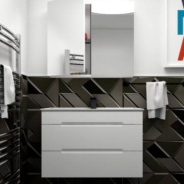 Imagem de Gabinete de Banheiro com Cuba 80cm Jazz Mazzu Branco