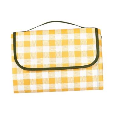 Imagem de Generic Cobertor de resistente à água com alça dobrável portátil cobertor de acampamento esteira de praia para o verão mochila churrasco, amarelo