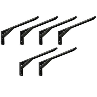 Imagem de Kit 03 Pares Suporte Para Mesa Dobrável Retrátil 30 cm H02 Mão Francesa Preto - Lyam