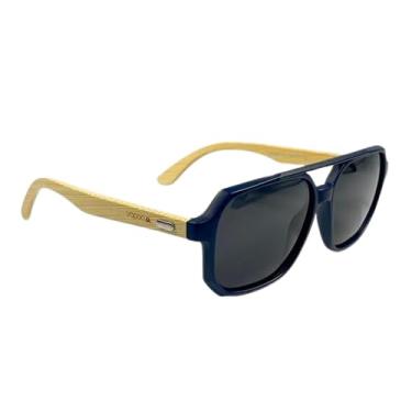 Imagem de ?culos de Sol Polarizado Bambu Madeira Masculino Vopoo - Rio (AZUL)