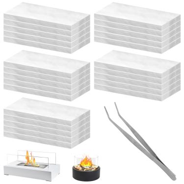Imagem de Lconvicely 25 peças de pavio de lã de cerâmica para fogueira de mesa, núcleo de combustível de esponja de lareira de mesa para álcool de bioetanol, adequado para lareiras ROZATO/Flammtal/KORNIFUL,