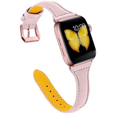 Imagem de OULUCCI Pulseiras de couro de grão fino para Apple Watch Ultra, SE SE2 séries 10/9/8/7/6/5/4/49 mm, compatível com Apple Watch Ultra, SE SE2 séries 10/9/8/7/6/5/4/3/2/1