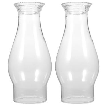 Imagem de STOBAZA Vidro de substituição Hurricane Lantern - 2 peças de peças de lâmpada de óleo com topo frisado - Abajur de querosene para lâmpada de câmara vintage antigo, globo de vidro de substituição para