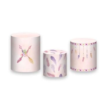 Imagem de Trio de Capas de Cilindro - Filtro dos Sonhos Boho Rosado 047 - Via Co