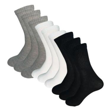Imagem de Kit 9 Pares de Meias Compramais Cano Médio Algodão Sortidas - QLC SPOR
