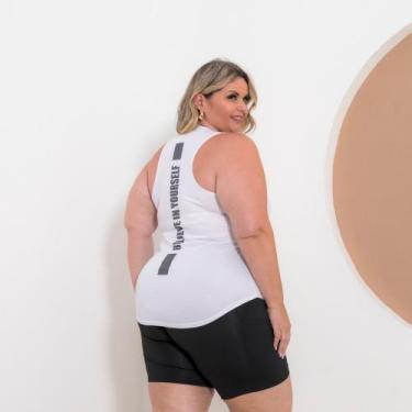 Imagem de Regata Plus Size Feminina Dry FitBelieve Academia - DCR, Branco, G3