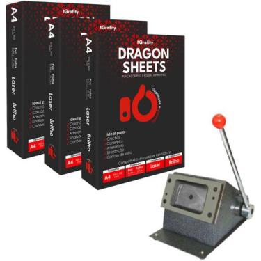 Imagem de Kit Cortador Cartão Pvc Crachá com 30 Placas PVC e 20 folhas á Laser A