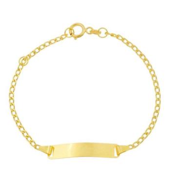 Imagem de Pulseira Infantil Com Chapinha Ouro 18k Unissex - Thile Jóias, 14 cm