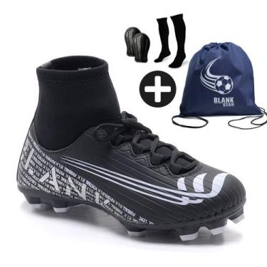 Imagem de Kit Chuteira Campo Botinha Blank com Meião, Caneleira e Mochila PTBC -