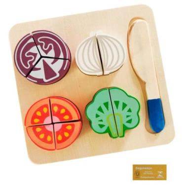 Imagem de Didaticos Aprenda Brincando Legumes DM Toys Jogo Encaixar Madeira Brin