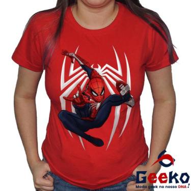 Imagem de Baby Look Homem Aranha 100% Algodão Vingadores Geeko, Vermelho aranha 