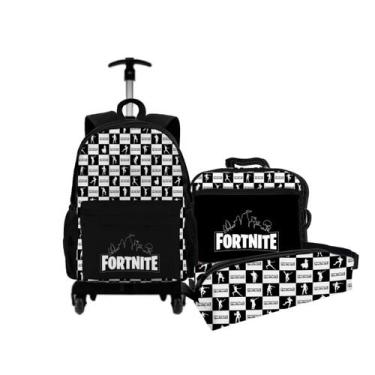 Imagem de Kit Mochila Bolsa Escolar Infantil Com Rodinha Carrinho + Lancheira Té