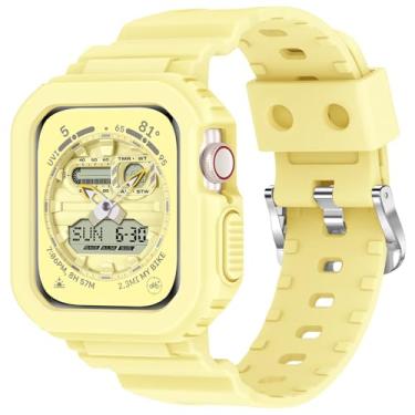 Imagem de XYF Pulseira para Apple Watch Ultra 3 2 séries 11 10 9 8 7 SE 6 5 4 3 compatível com Apple Watch Ultra 3 2 séries 11 10 9 8 7 SE 6 5 4 3 (amarelo fosco, 42/44/45)