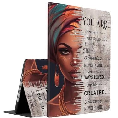 Imagem de Capa para Samsung Galaxy Tab A9 Plus 28 cm 2023, suporte inteligente multi-ângulo, hibernar/despertar automático para Galaxy Tab A9+ SM-X210/SM-X216/SM-X218, citações de meninas negras afro-americanas