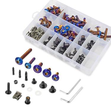 Imagem de Kit de parafusos de carenagem de motocicleta 210 peças de aço inoxidável 304 M5 M6 parafusos de carenagem prendedores de porca universal kit de restauração de manutenção para Kawasaki Suzuki Honda