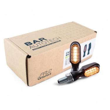 Imagem de BAR AUTOTECH Sinais de seta de motocicleta LED universal dianteiro traseiro 12V substituição para motocicleta, scooter, quadriciclo, off-road (âmbar, 2 peças)