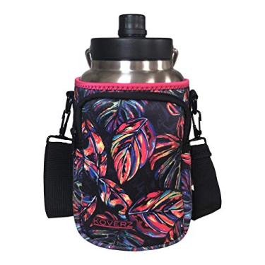 Imagem de (1893ml Half Gallon, Tropics w/Strap) - Koverz Half Gallon Jug Carrier, 1893ml Bottle Carrier for Yeti, RTIC Half Gallon Jugs - Tropics