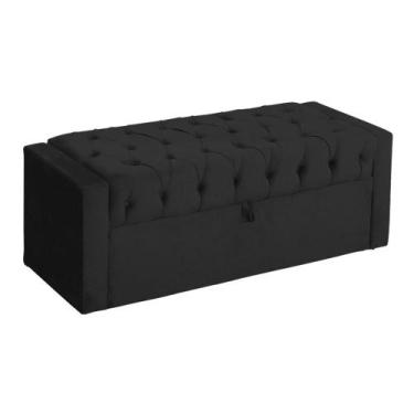 Imagem de Báu Calçadeira Emma 90cm Suede Preto - Vallisa Decor