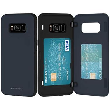 Imagem de Capa carteira para Galaxy S8 da Goospery com suporte para cartão, capa protetora para celular com camada dupla S8-MDB, Midnight Blue